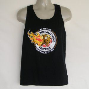 BUFFALO WING FESTIVAL Tank Top, XL, Black, Flaming Bison head, New York